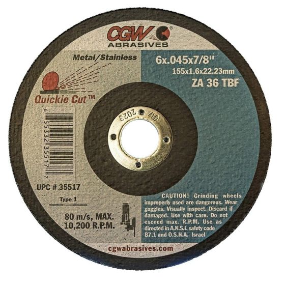 Camel Grinding Wheels Quickie Cut™ Cut-Off Wheel, 6" X 7/8", 36 Grit