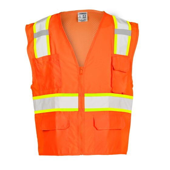 KISHIGO Solid Front with Mesh Back Class 2 Safety Vest, Orange