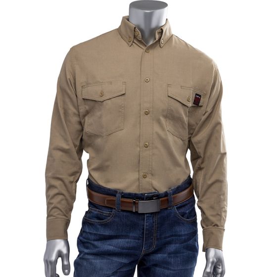 PIP® AR/FR Dual Certified Ripstop Tan Long Sleeve Workshirt